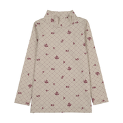 Mock Neck T-shirt - MAUVE FLORAL PRINT