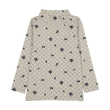 Mock Neck T-shirt - NAVY FLORAL PRINT