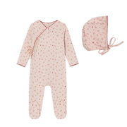 Heart Print Kimono Footie/Bonnet