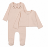Footie Cardigan Embroidered Collar