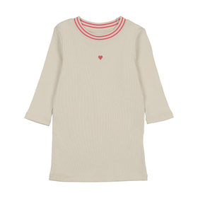 Ribbed Neck T-Shirt - coral trim