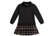 Sweatshirt Dress W/ Pleated Plaid Skirt