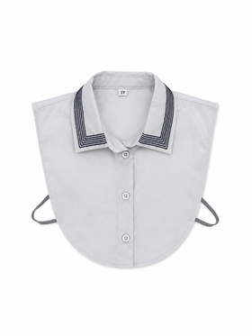Embroidered Collar Dickie - BLACK
