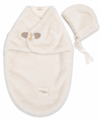 Fur Swaddler W/Bonnet - IVORY