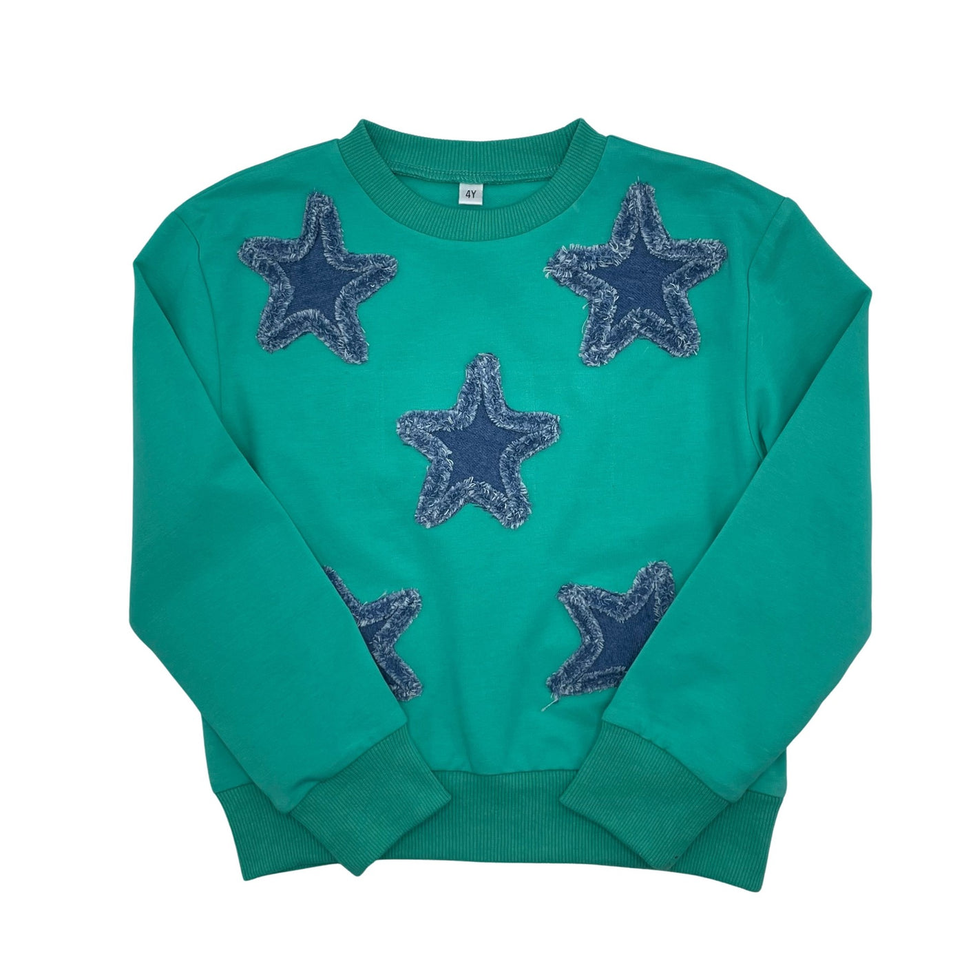 T-Shirt With Denim Stars - DARK MINT