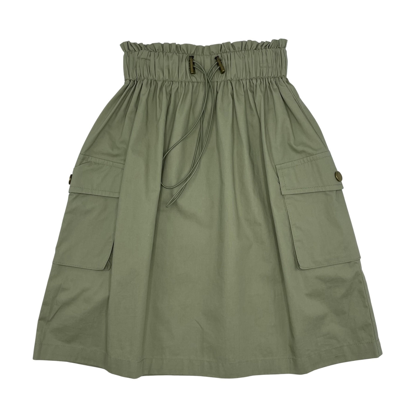 Cotton Pocket Skirt  - OFF GREEN