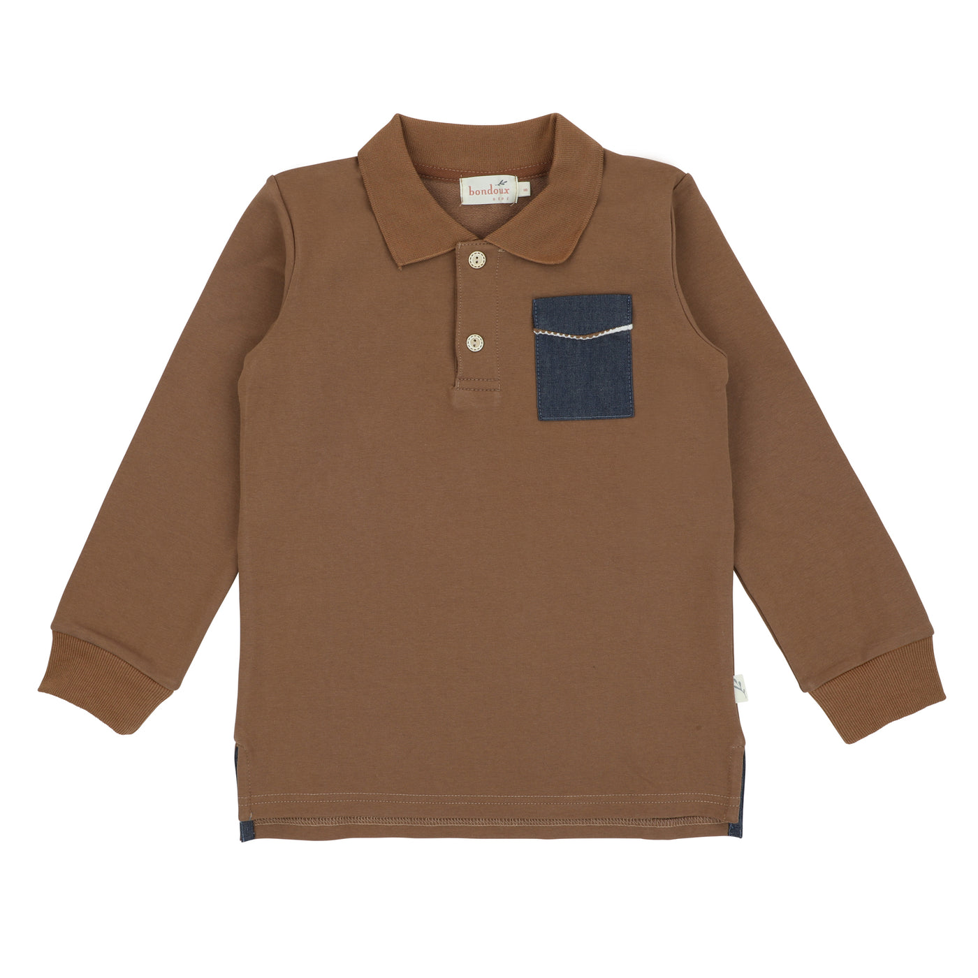 Denim Pocket Tan Boys Polo Shirt