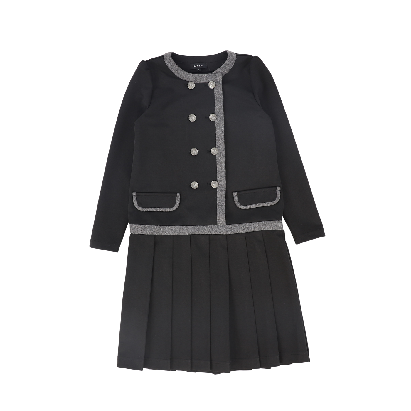 Double Breasted Dress W/ Pleated Skirt