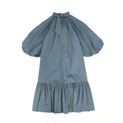 Puff Sleeve Neck Tie Dress