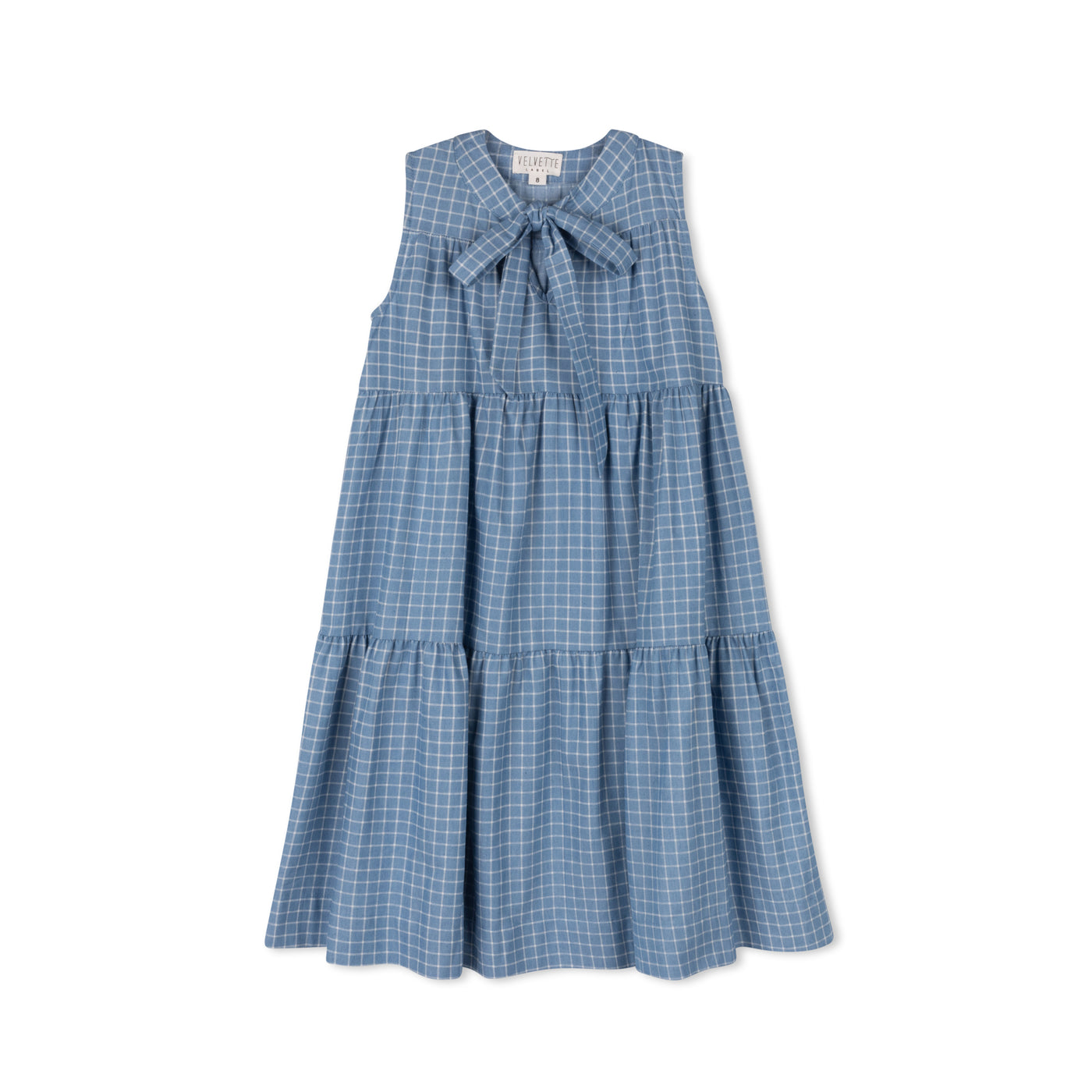 Denim Plaid Tiered Dress