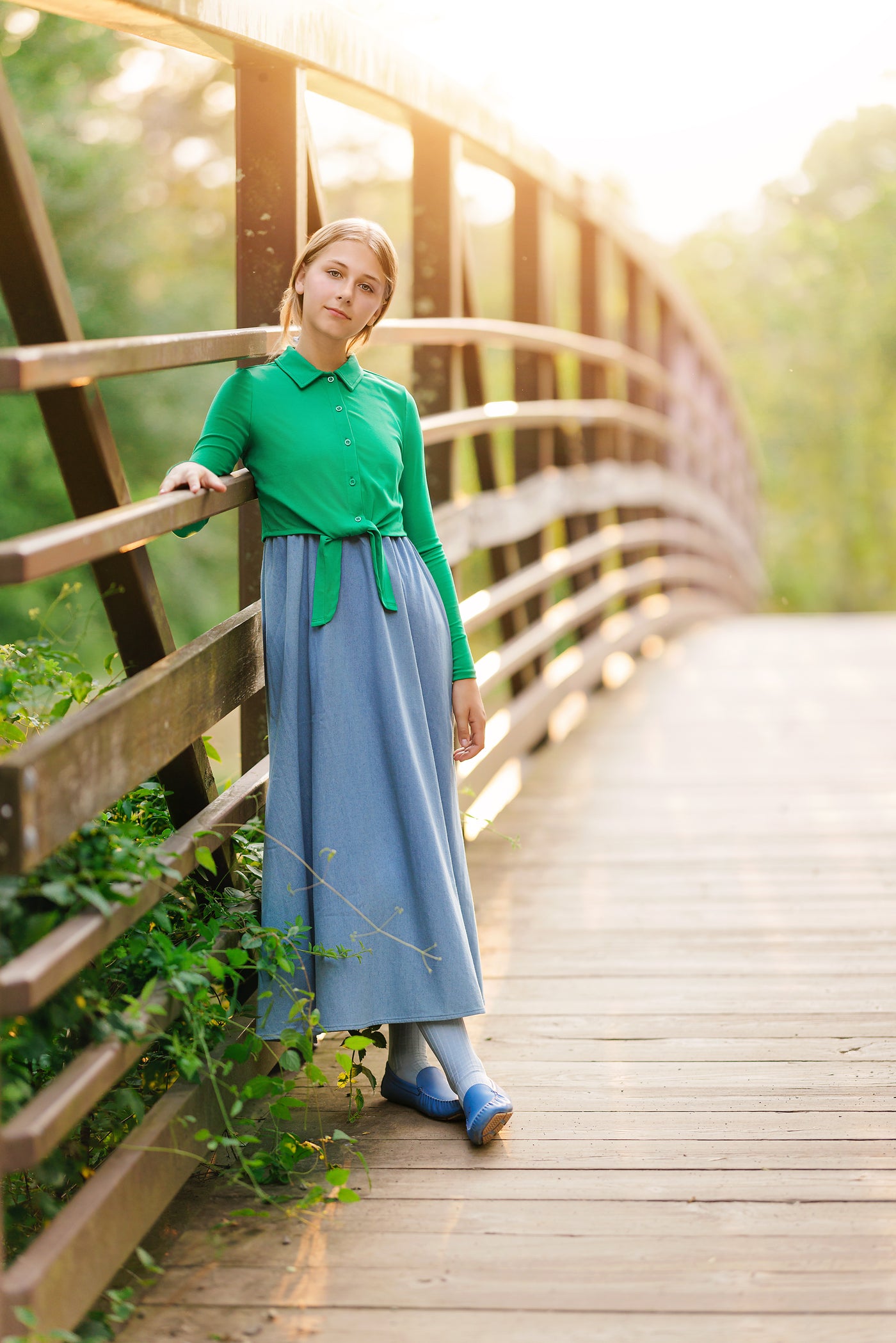 Cropped Shirt With Tie - green