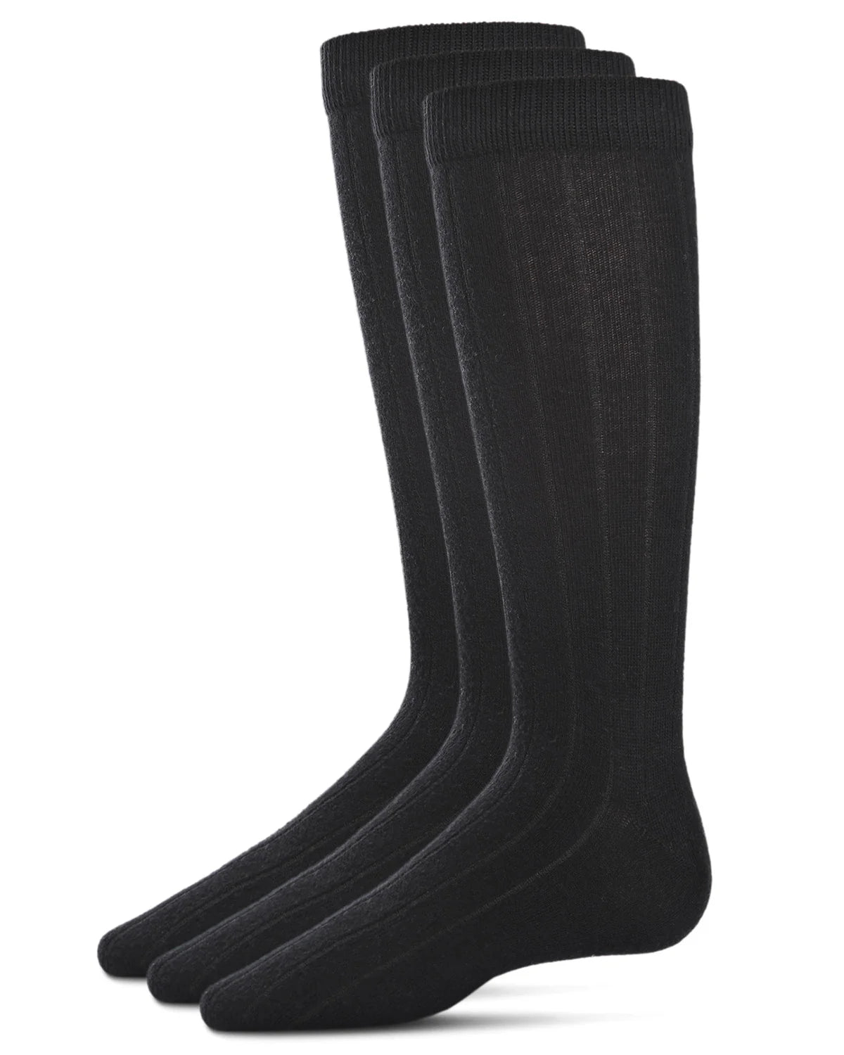 Boys` 3 Pck. Ribbed Rayon from Bamboo Blend Crew Socks - Black