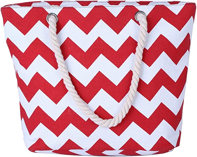Zig Zag Tote Bag - Red