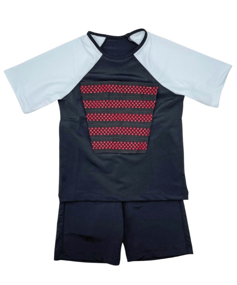 Boys 2Pc. Bathing Suit - Black/Red Dots