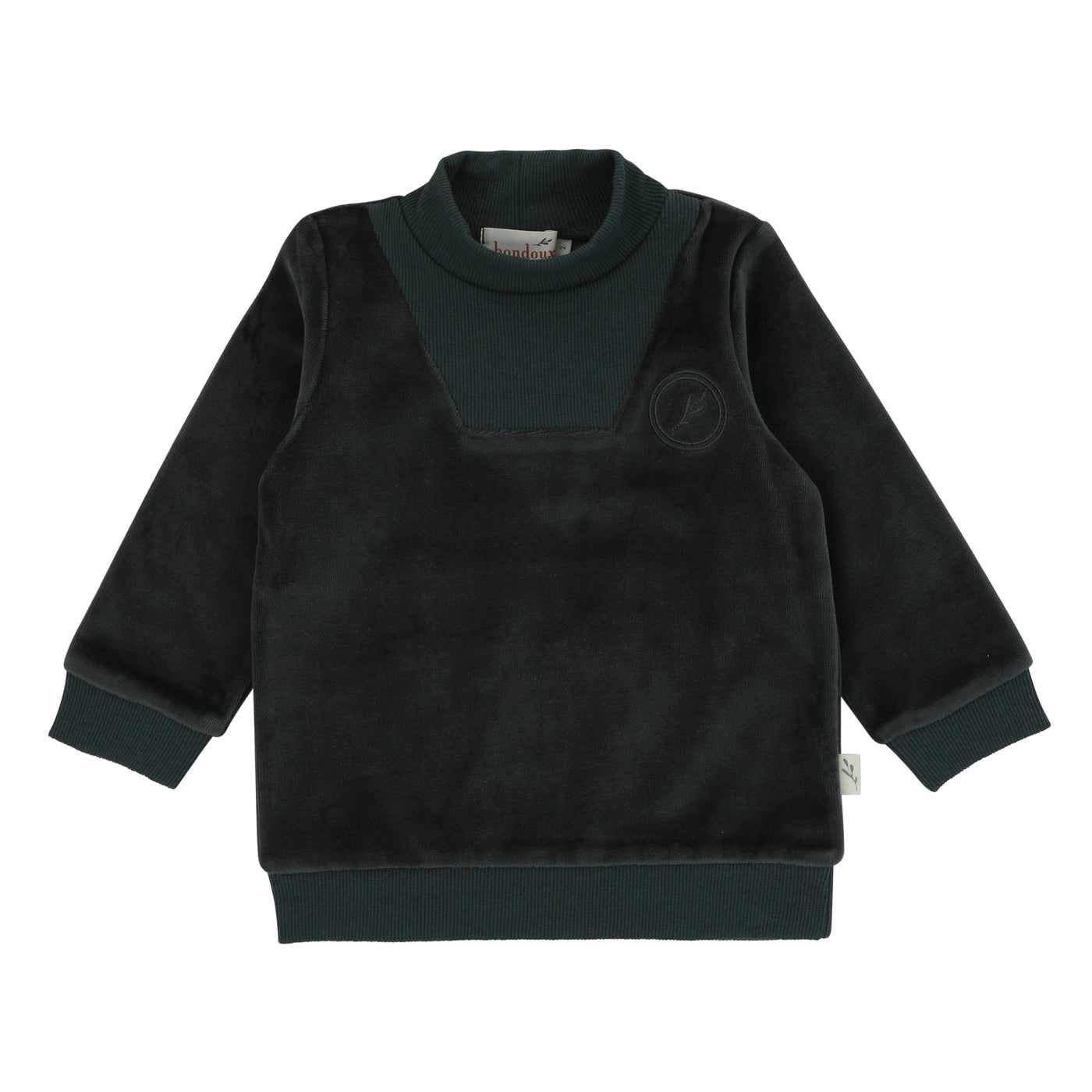 Logo Velour Green Top Crew Neck