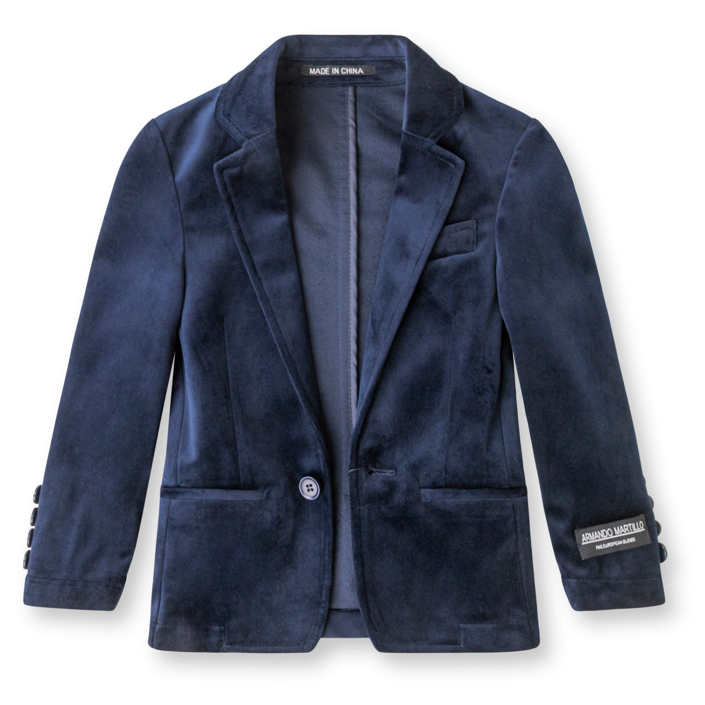 Boys Velour Blazer - Navy