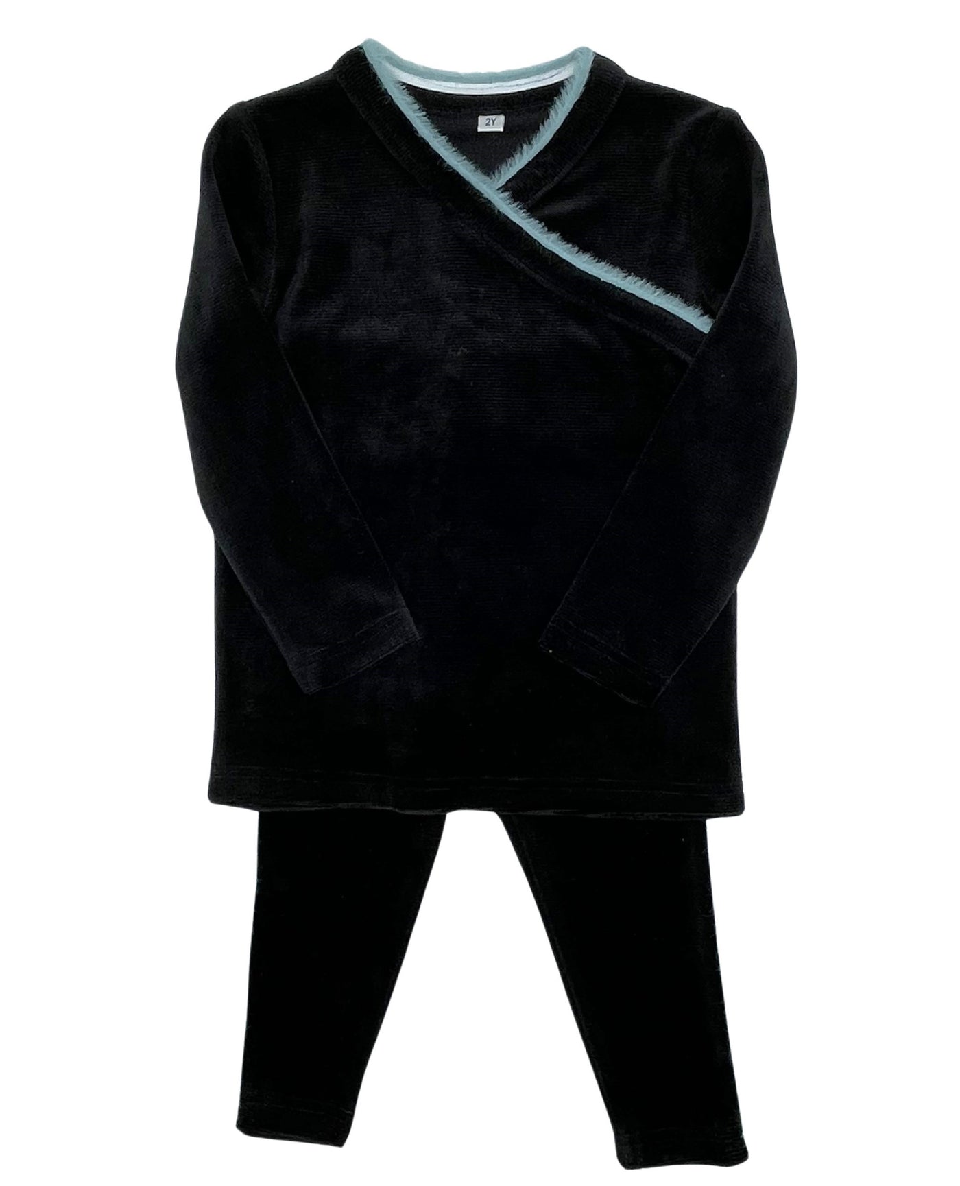 Mohair Side Wrap Pj`s - Black/Blue