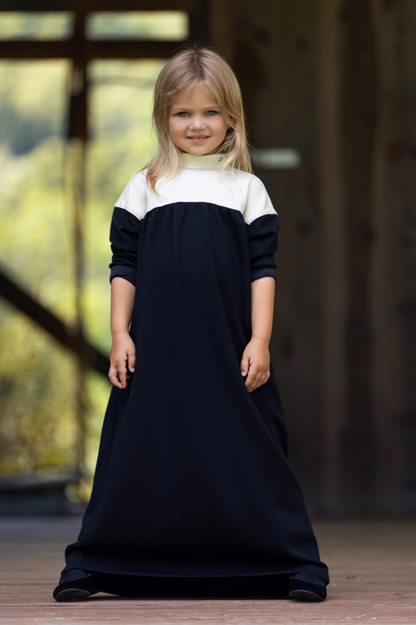 Colorblock Turtleneck Maxi Dress