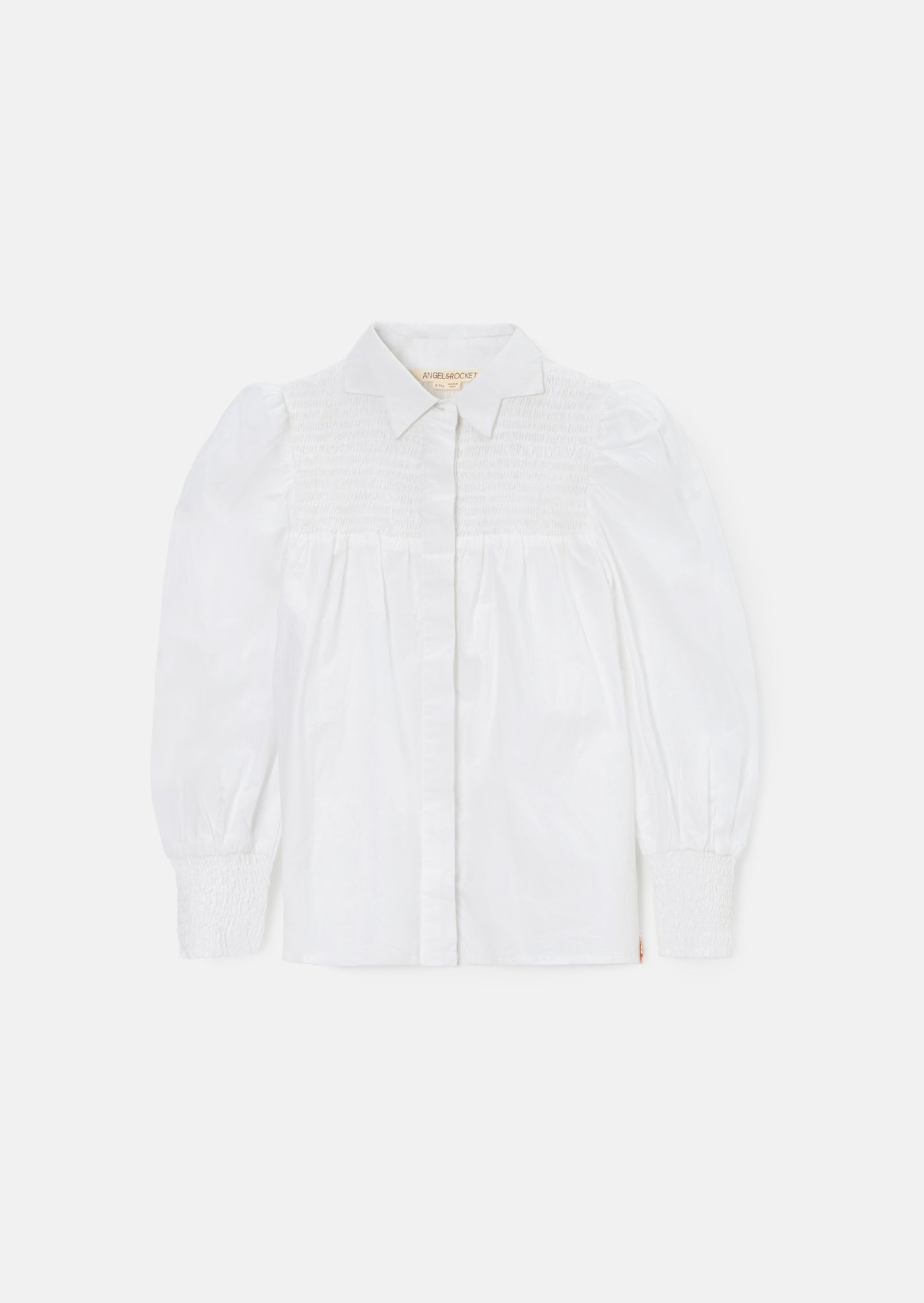 Star Collar Smocked White Shirt