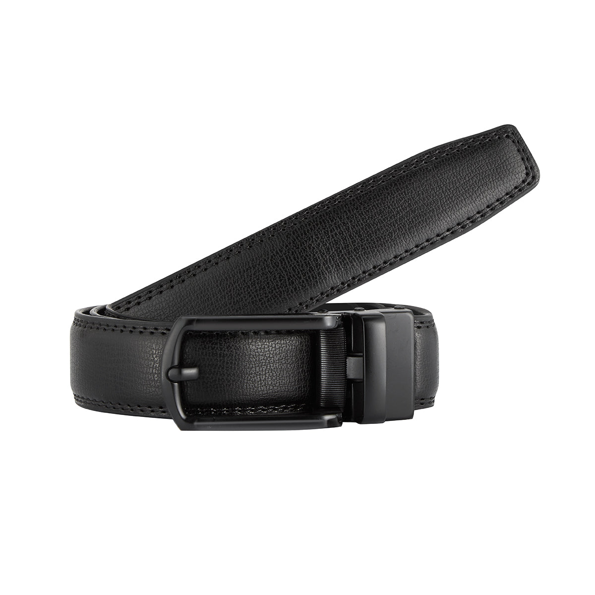 Leather Black Track Belt With Black Buckle