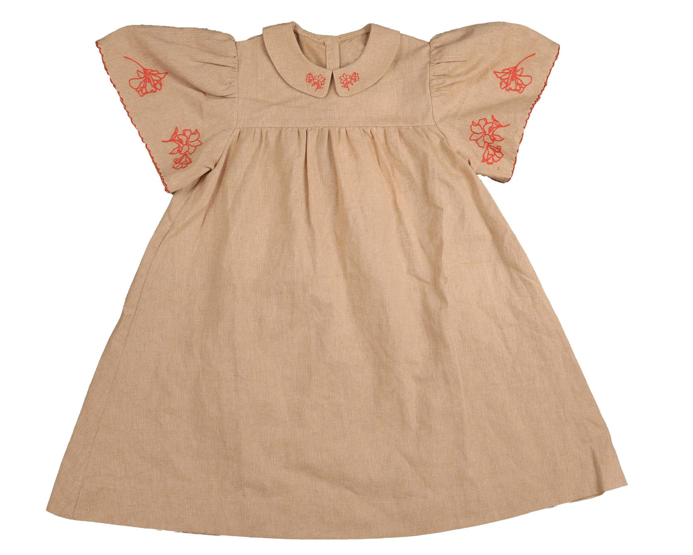 Collared Dress W/ Embroidered Sleeve Border