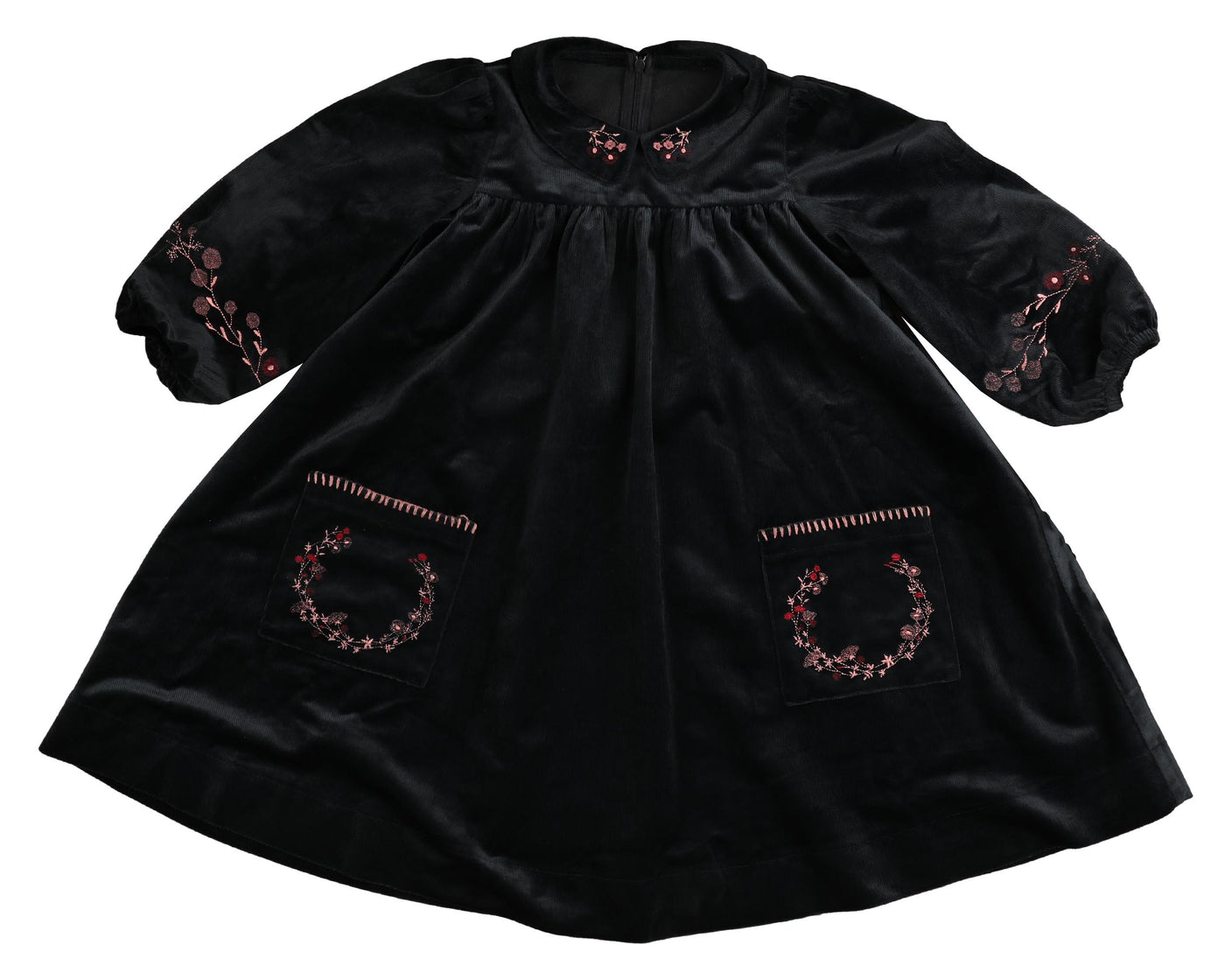 Velvet Dress W/ Embroidered Crest