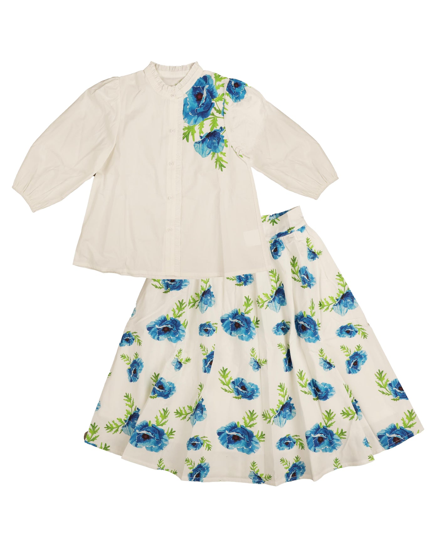 Flower Print Shirt & Skirt Set