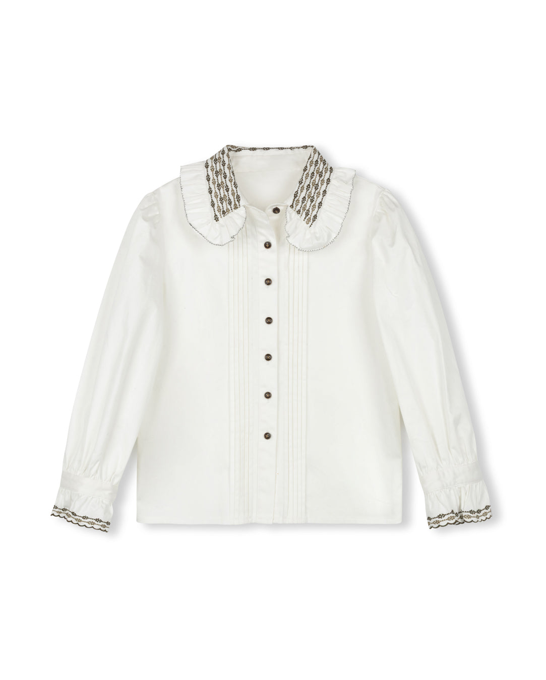 Embroidered Collared Blouse With Jumper Set