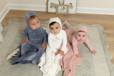 Cute As A  Velour Button Footie With Hat