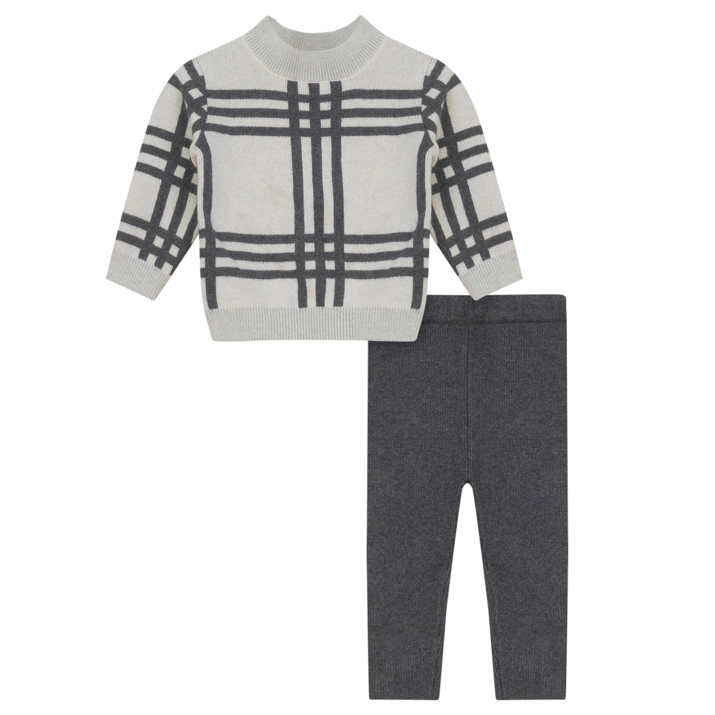 Plaid Mock Neck Set