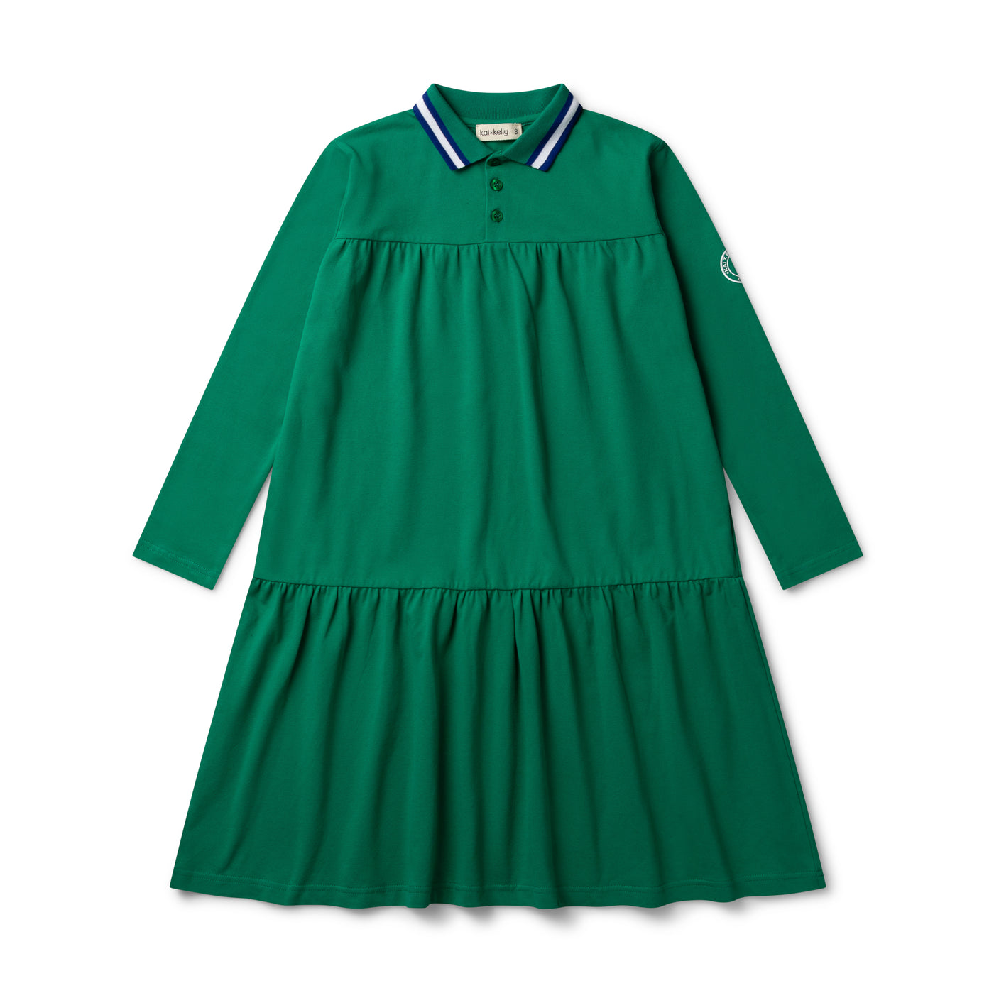 Long Sleeve Polo Dress - Green