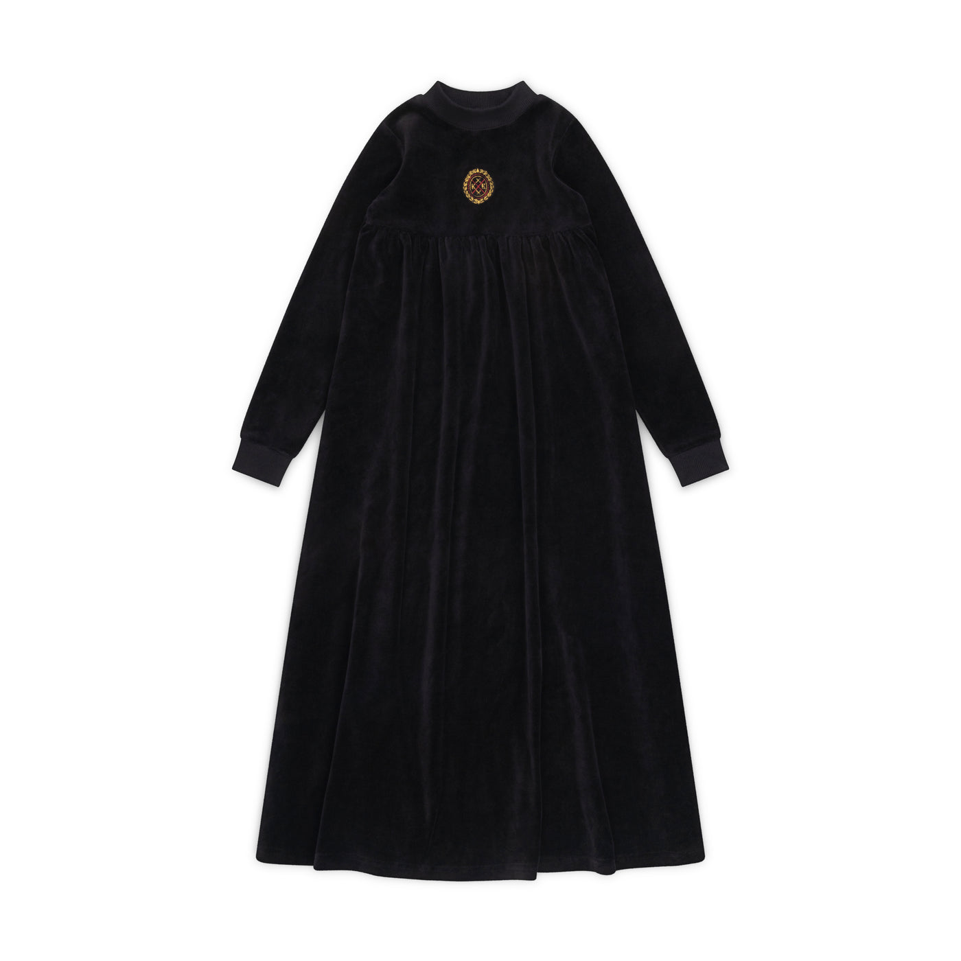 Embroidered Velour Maxi Dress