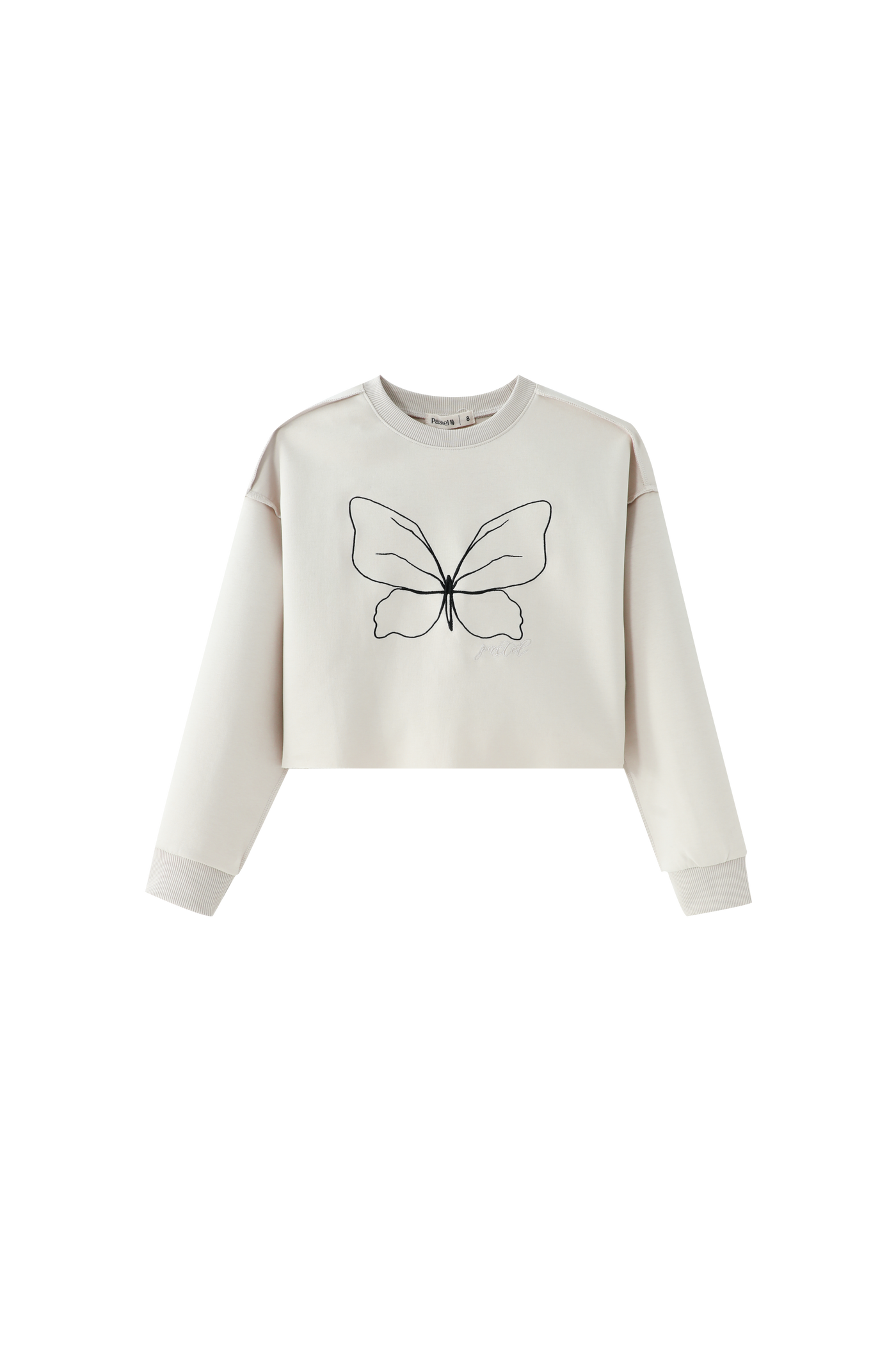 Embroidered Butterfly Top - Stone