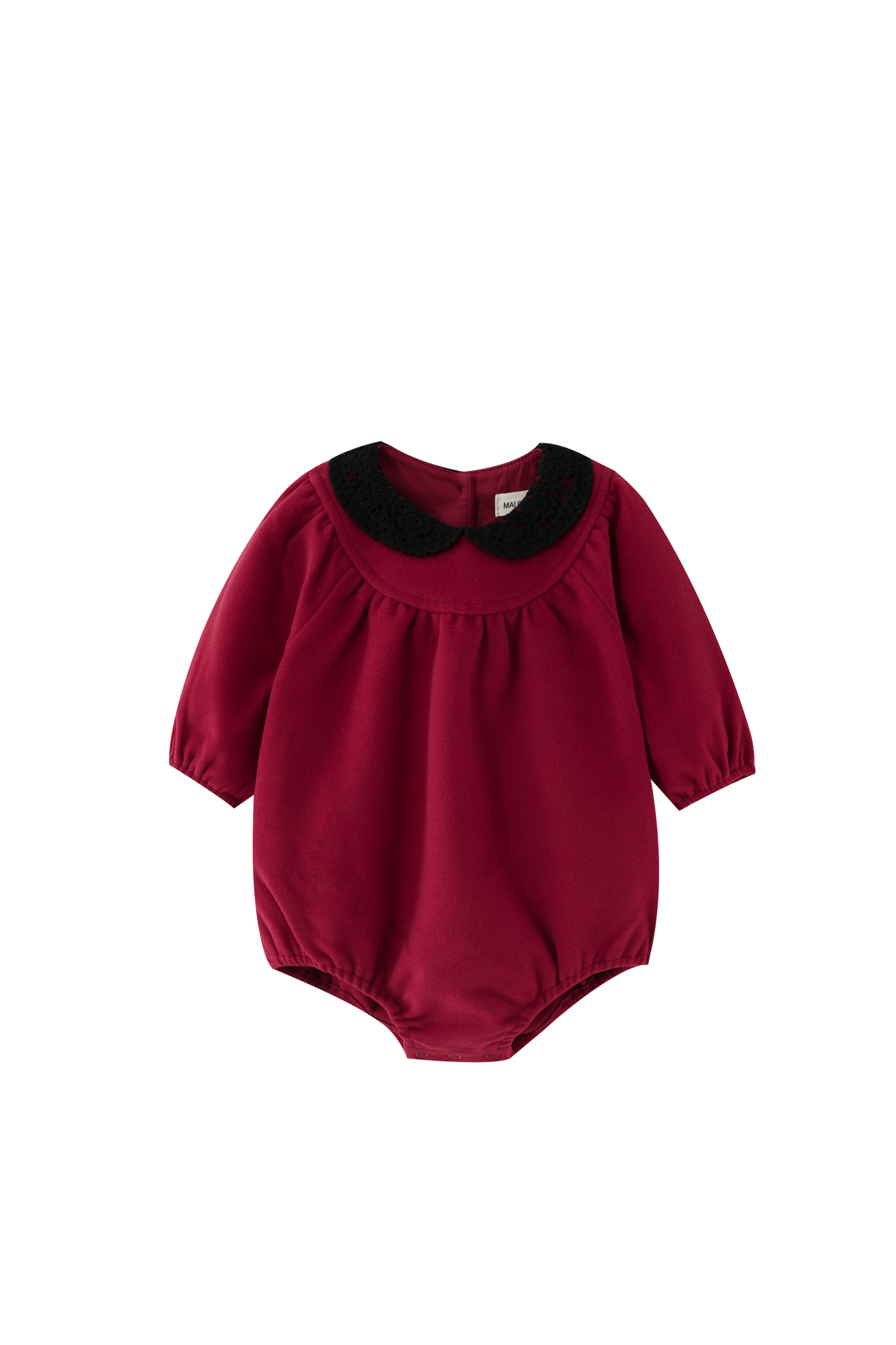 Round Wool Romper With Crochet Collar