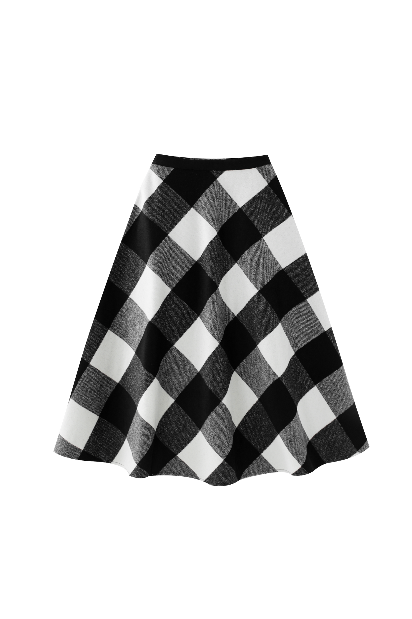 Wool Plaid Midi Skirt