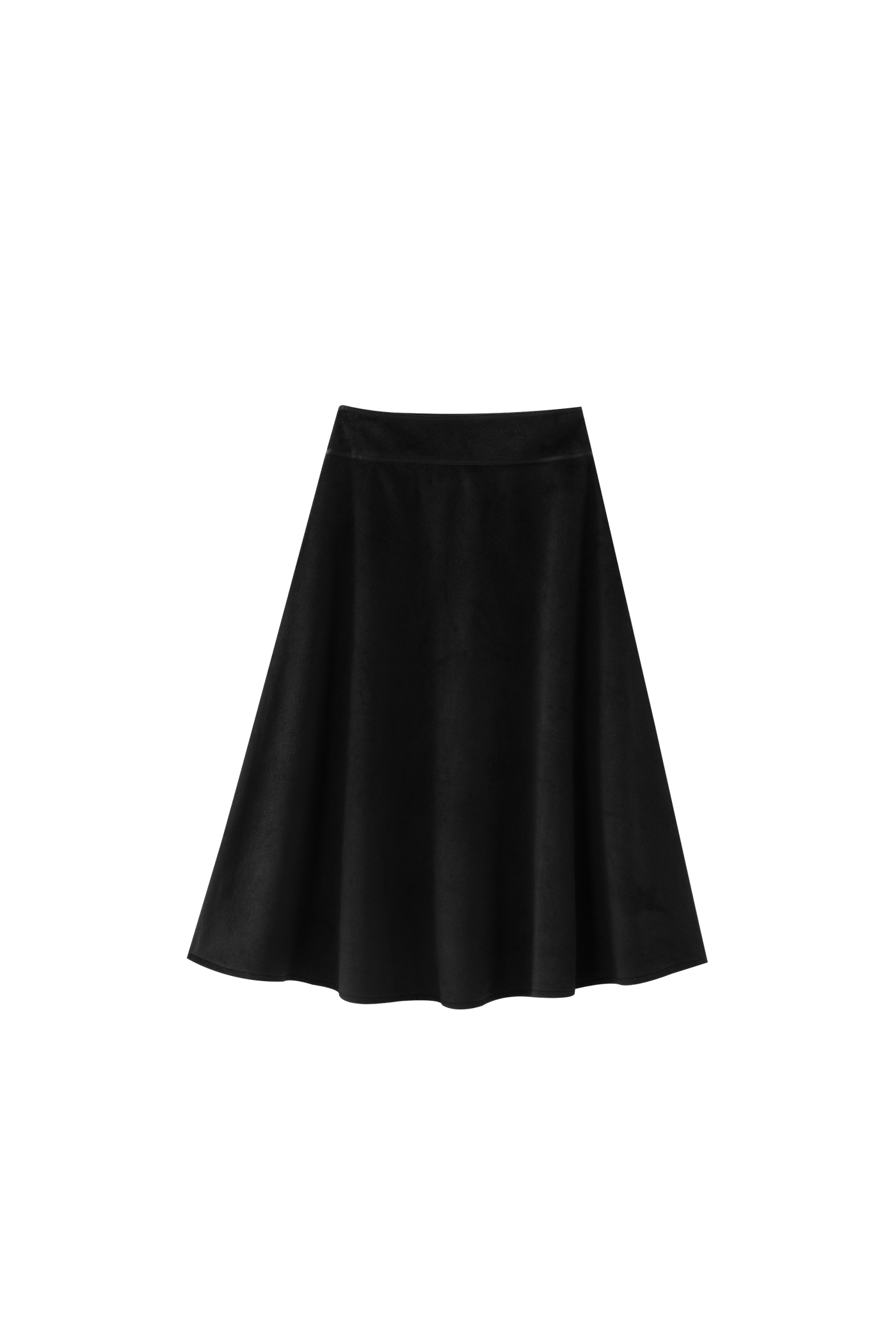 Wool Midi Circle Skirt - BLACK