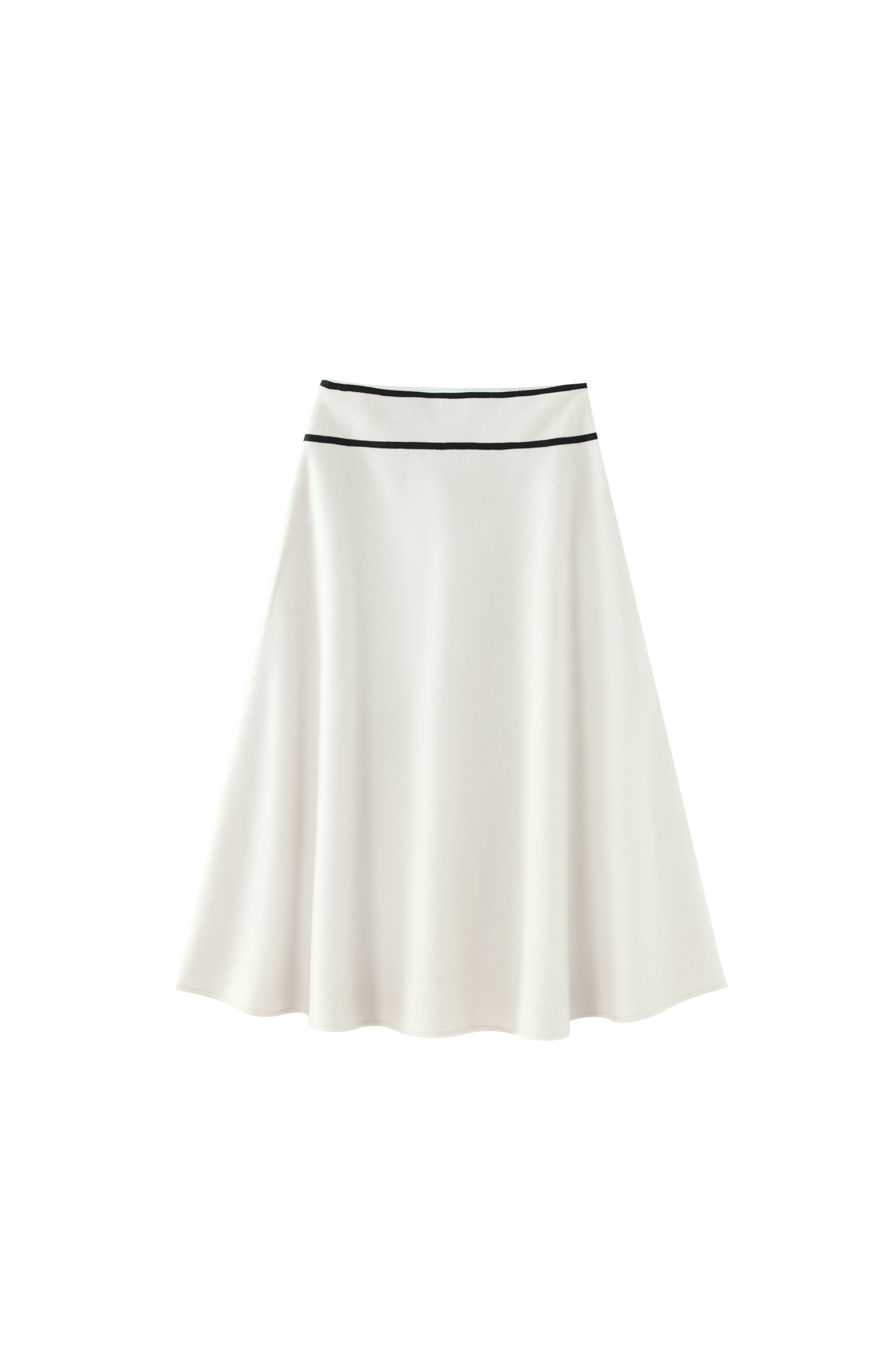 Wool Midi Circle Skirt - CREAM