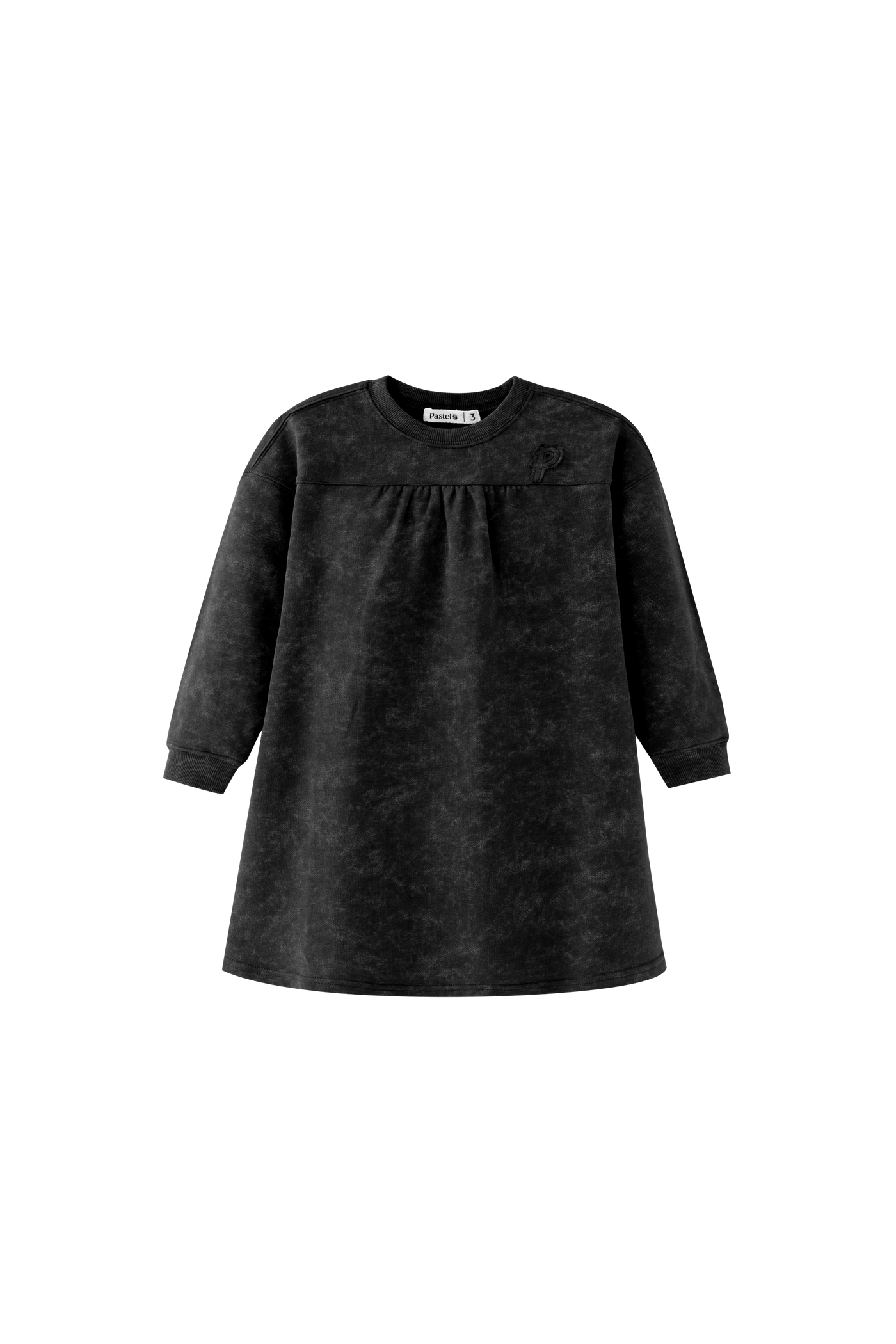 High Yoke Tie Dye Dress - BLACK