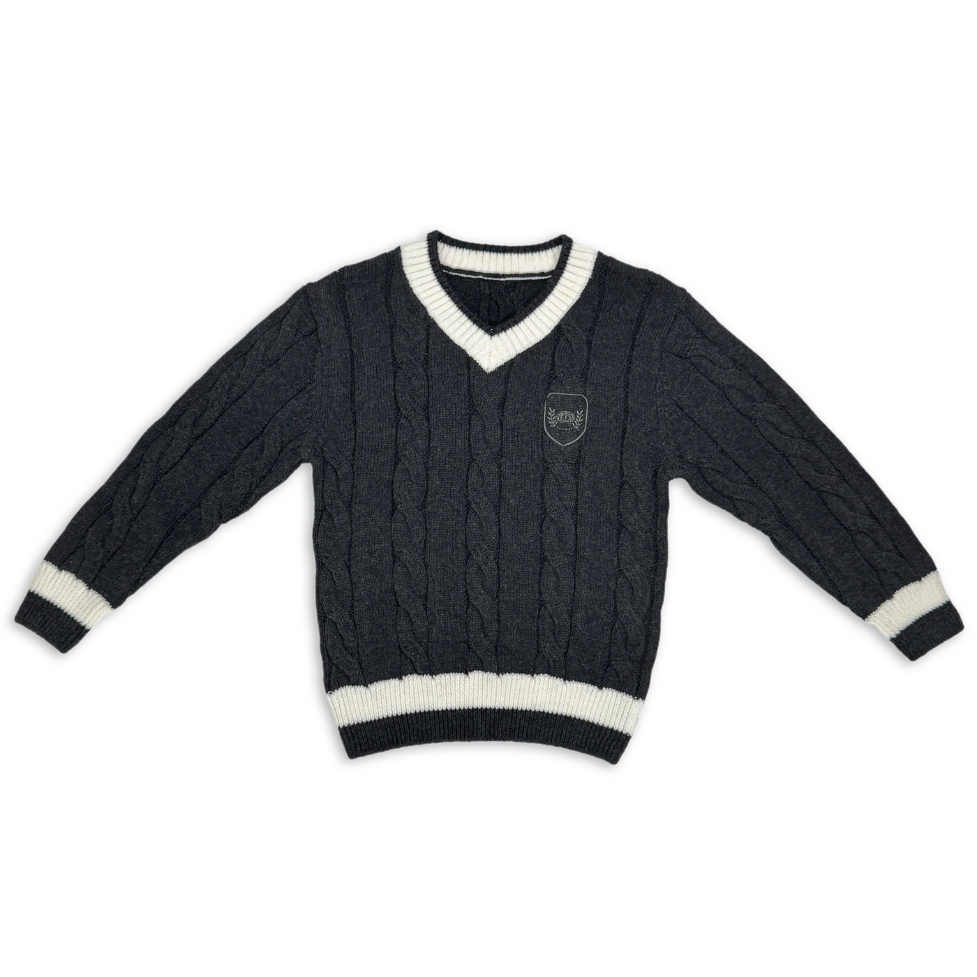 Cable Crew Sweater - DARK GREY