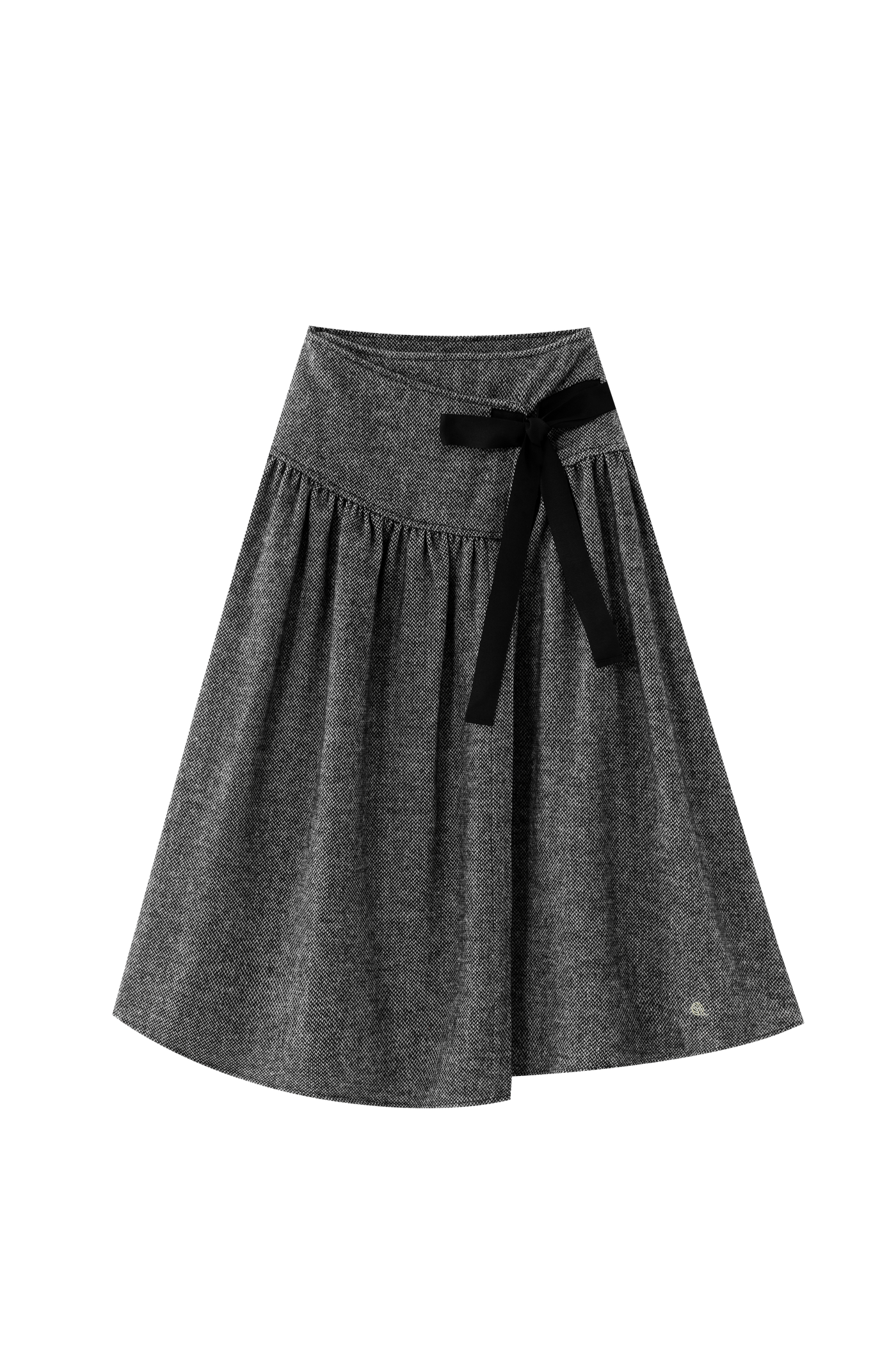 Wrap Skirt With Bow - GREY