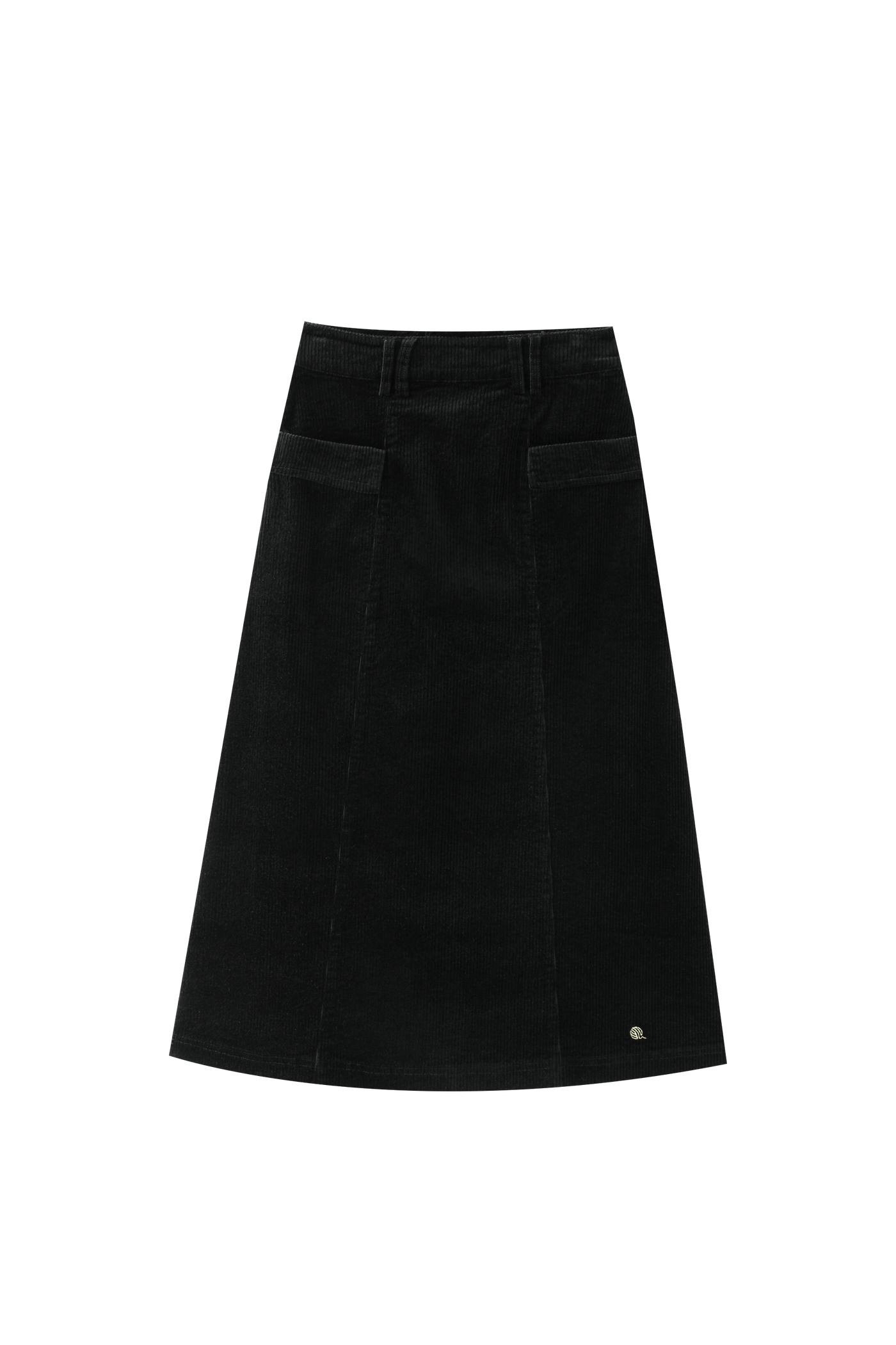 Corduroy Skirt With Pockets - BLACK