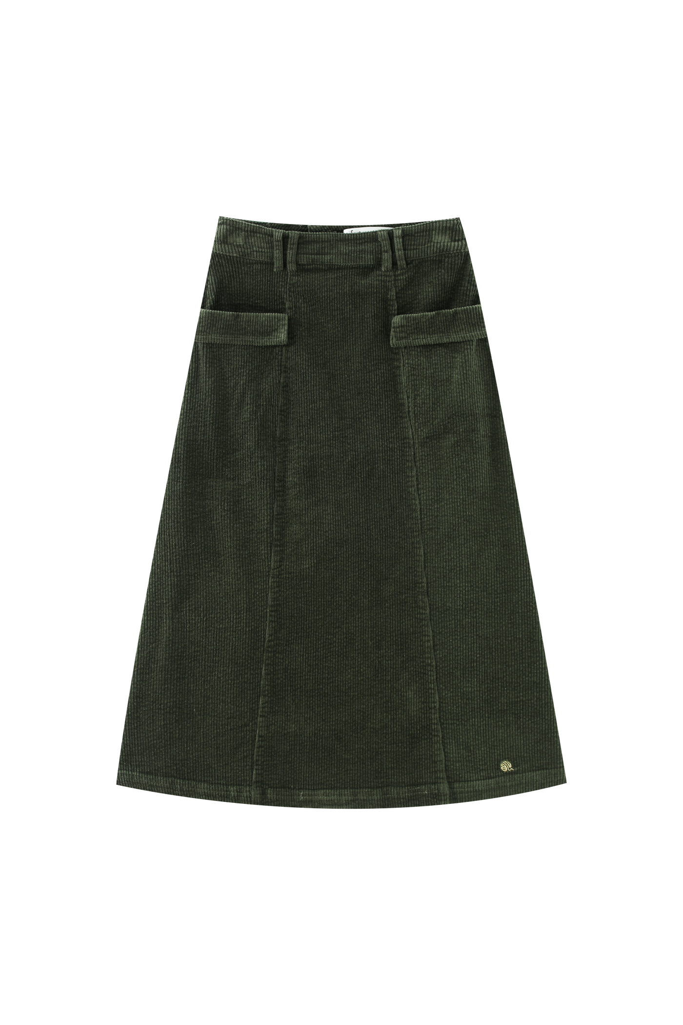 Corduroy Skirt With Pockets - GREEN