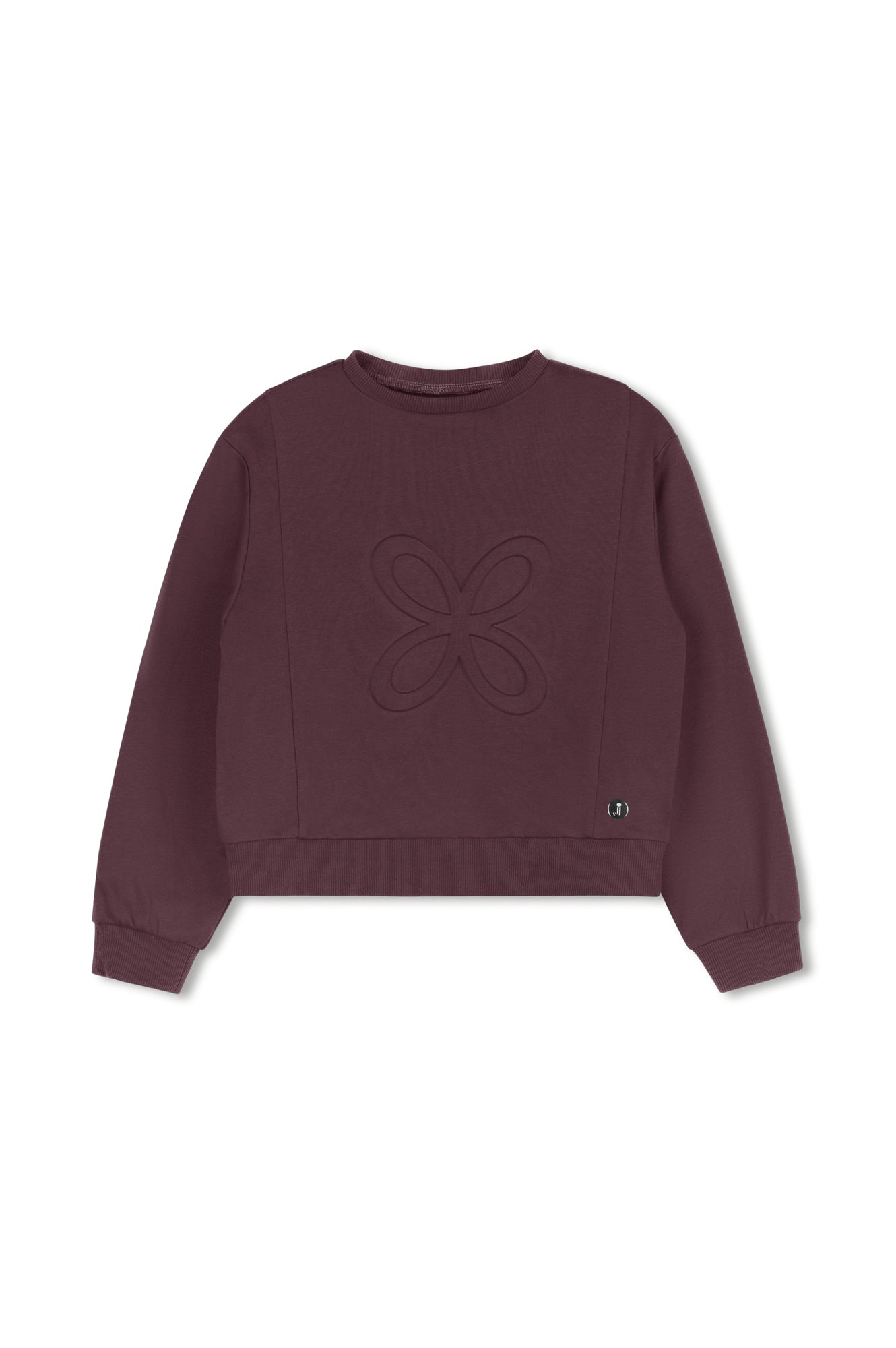 Embossed Flower Cropped Sweatshirt