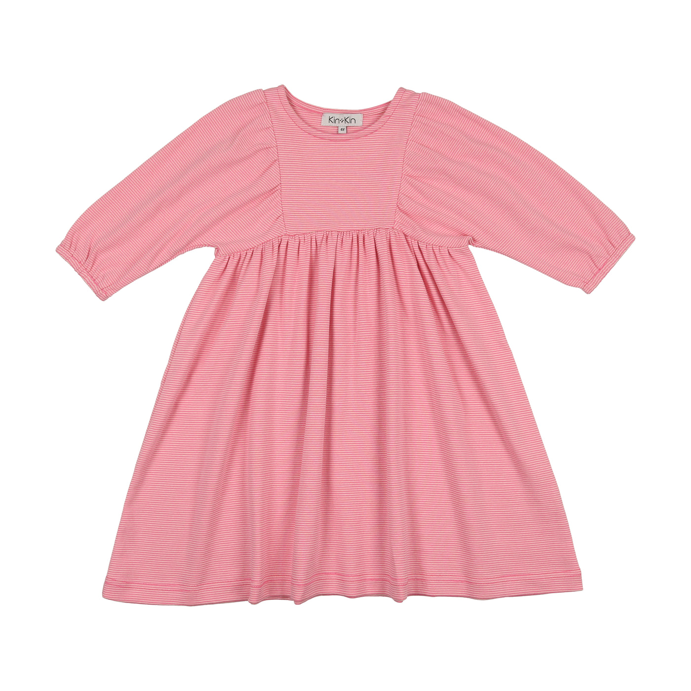 Striped L/S Dress - Hot Pink