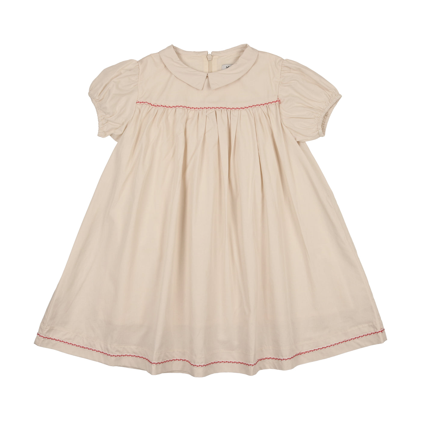 Peter Pan Collar Short Sleeve Dress - Natural