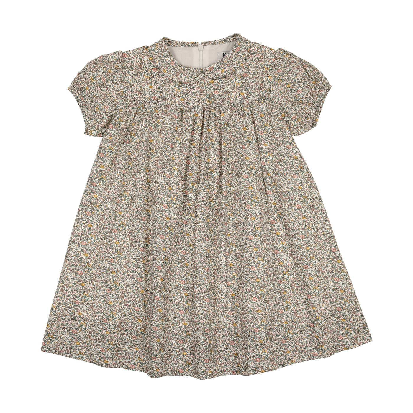 Peter Pan Collar Short Sleeve Dress - Floral Print