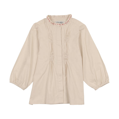 Ruffled Collar Shirt / Skirt - Natural