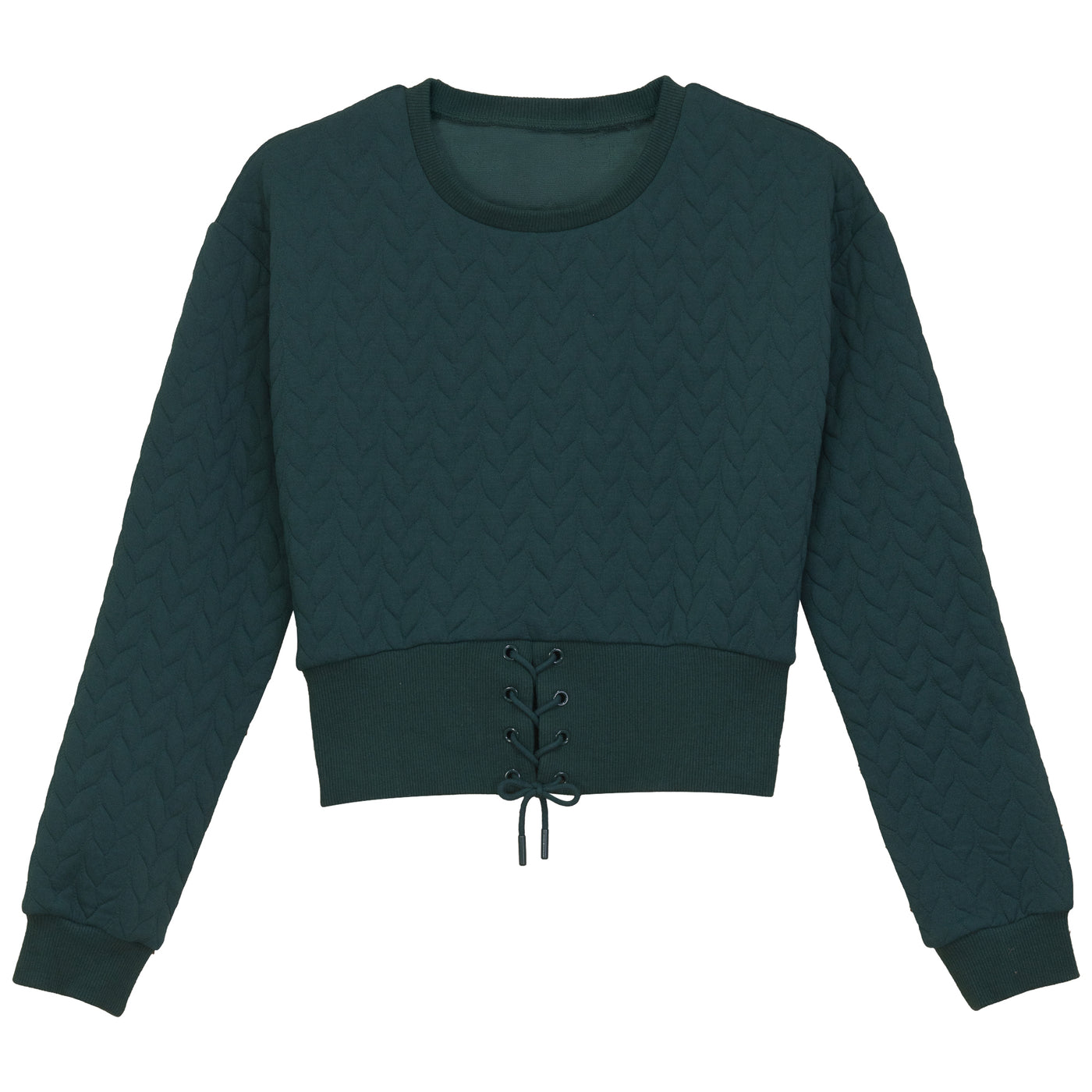 Textured Lace Up Detail Top