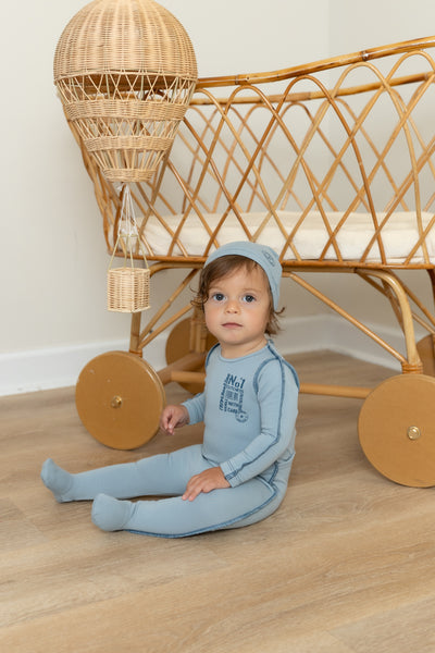 Little Imprint Footie With Hat