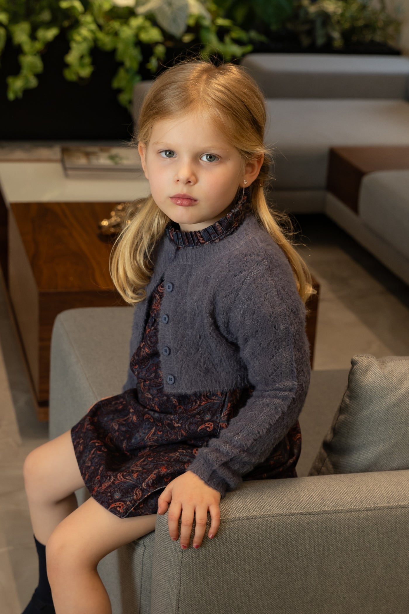 Paisley Dress w/ Mohair Collar